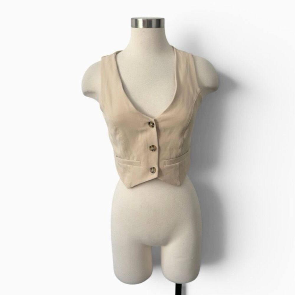Madden NYC Steve Madden Tan Button Fitted Tuxedo Vest S Cropped